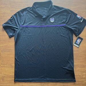 Nike NBA Sacramento Kings Polo Mens Large Dri-Fit Shirt Black Purple Basketball